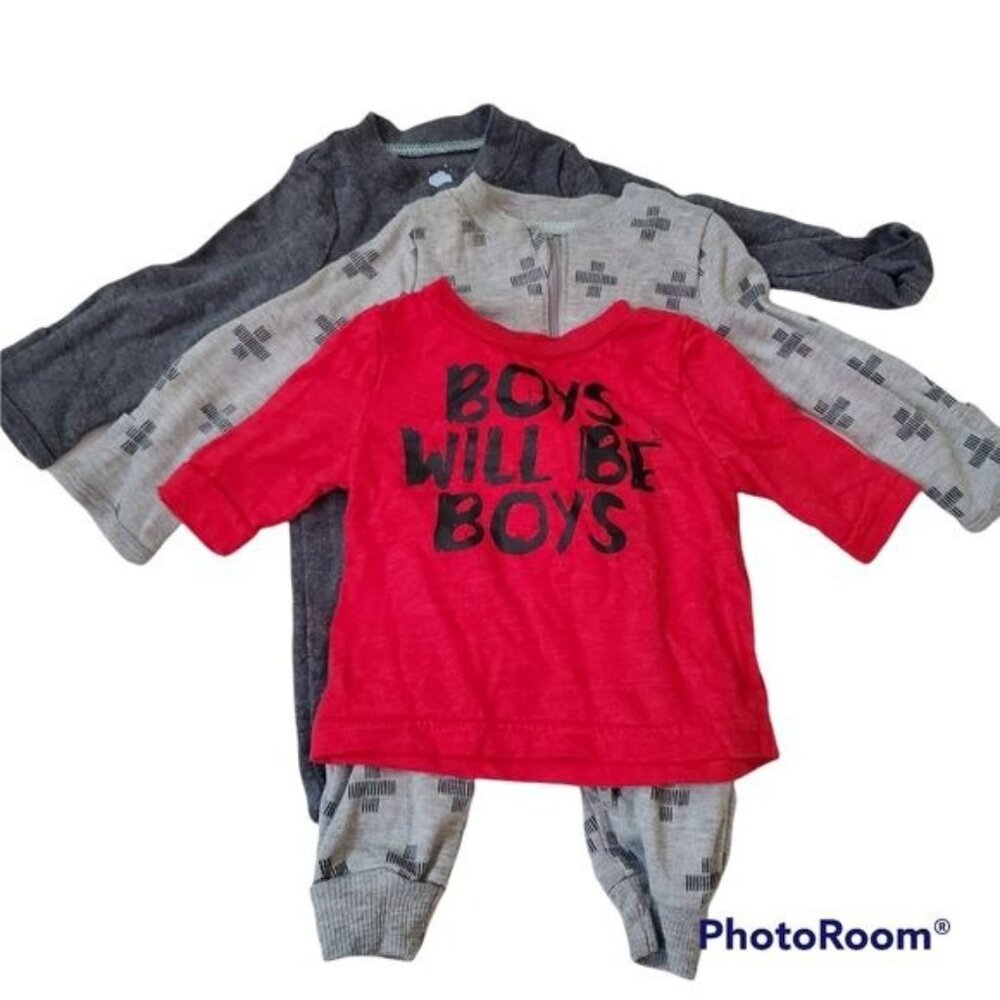 Bundle Cloud Island Newborn Rompers & okie‎ dokie Red Shirts